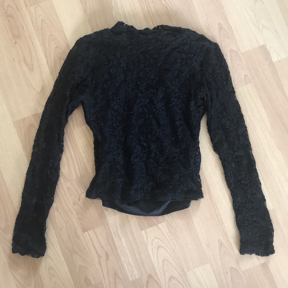 Black lace long sleeve top